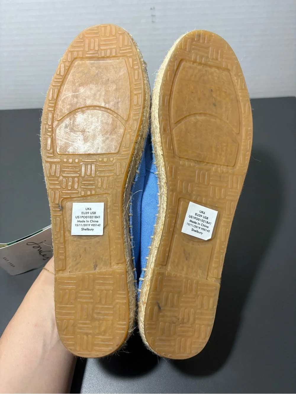 JOULES Rainbow Embroidered Blue Espadrille Flats
